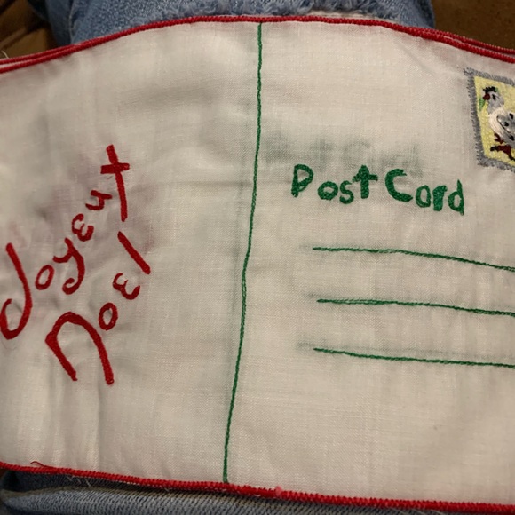 Other - Holiday Postcards Cocktail Napkins Embroider Christmas Cloth Mid Century Linens